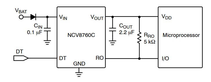 Application Circuit Diagram - onsemi NCV8760C LDO Regulators